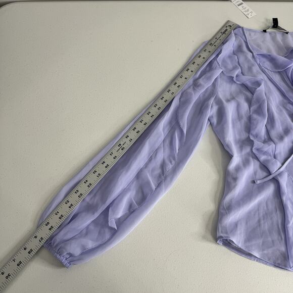 White House Black Market Blouse Womens Small Purple Ruffle Fairy Whimsy Boho Top - Picture 13 of 16